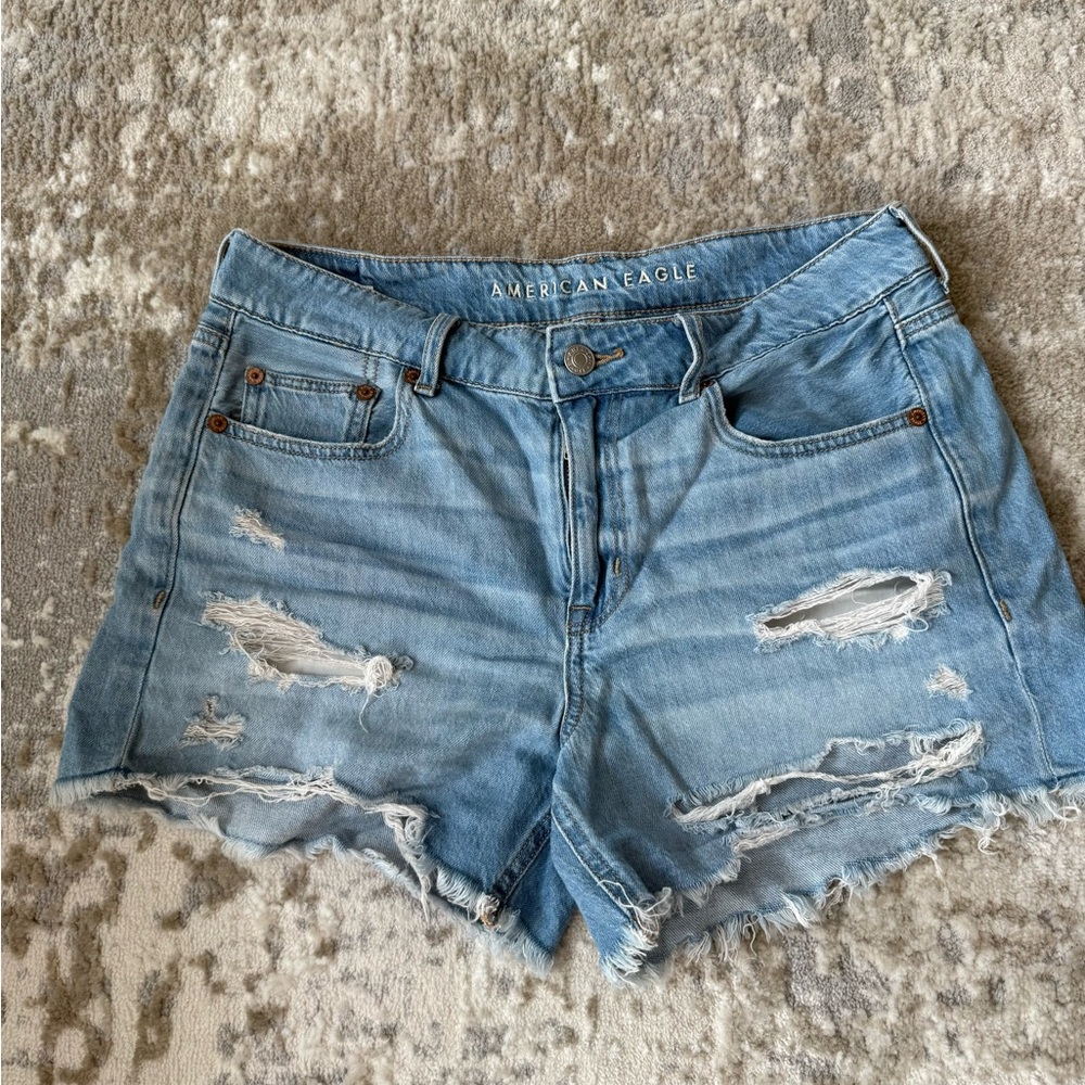 American Eagle Outfitters Light Blue Ripped Jean Shorts